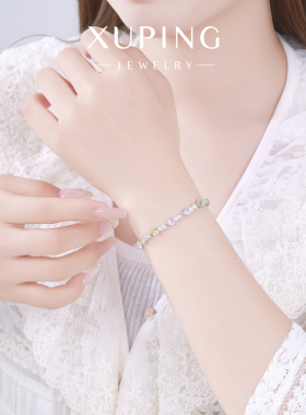 旭平彩宝系列彩色设计款满锆爱心拼接圆形手链女时尚轻奢精致手饰