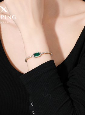 旭平【松烟黛墨】彩宝系列微镶人造石轻奢复古高级感冷淡风手链