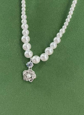 旭平【山茶】法式复古优雅层次感仿珍珠项链时尚轻奢气质锁骨链