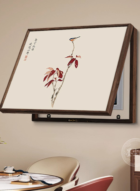 新中式兰花图实木电表箱画餐厅遮挡配电箱挂画入户墙面网络箱壁画