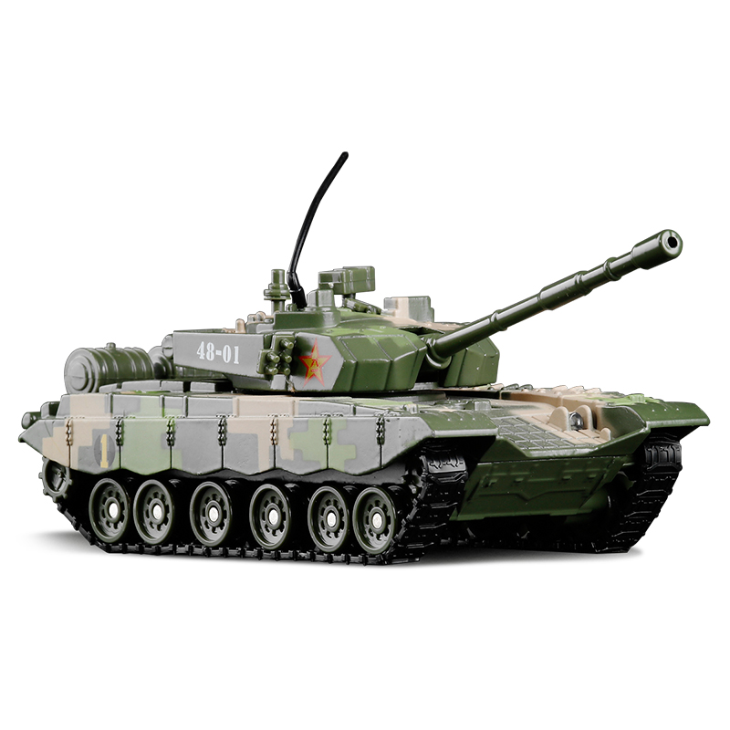 金属仿真合金坦克 1:48豹2A6 T99装甲车M1A2美式履带声光模型车 - 图3