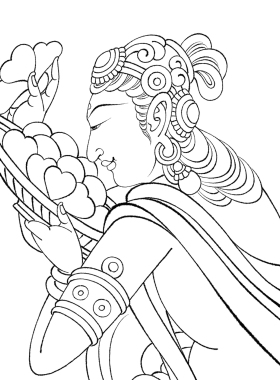 工笔画白描底稿榆林二十五窟局部板绘高清线稿初学者临摹创作参考