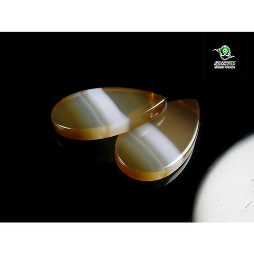 lssp/绿色石品wp26 不还价 水滴老玛瑙配珠 天然老缠丝对珠 - 图1