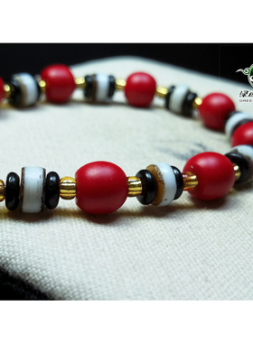 lssp/绿色石品wp1120 不还价 清代红雪巴老琉璃搭师琉璃珠手链