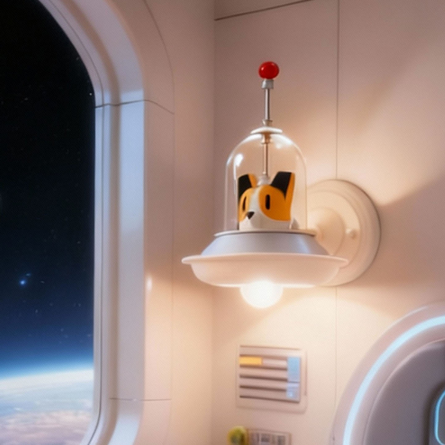 太空狗飞碟儿童房灯卧室灯壁灯铁艺卡通现代简约创意男孩灯具 - 图3