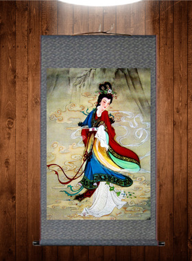 碧霞元君挂画 高清天仙玉女丝绸画像泰山娘娘神像画 卷轴画已装裱