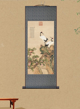 新中式双鹤牡丹风水墨挂画
