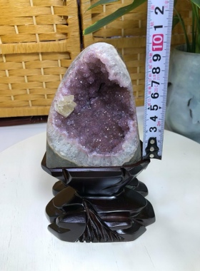 天然乌拉圭原矿紫晶镇摆件颗粒饱满颜色浓郁方解石紫晶牙闪紫晶洞