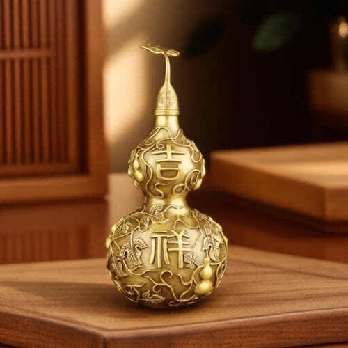铜葫芦摆件全铜百福葫芦平安如意开口葫芦客厅装饰品乔迁新居礼品 - 图0