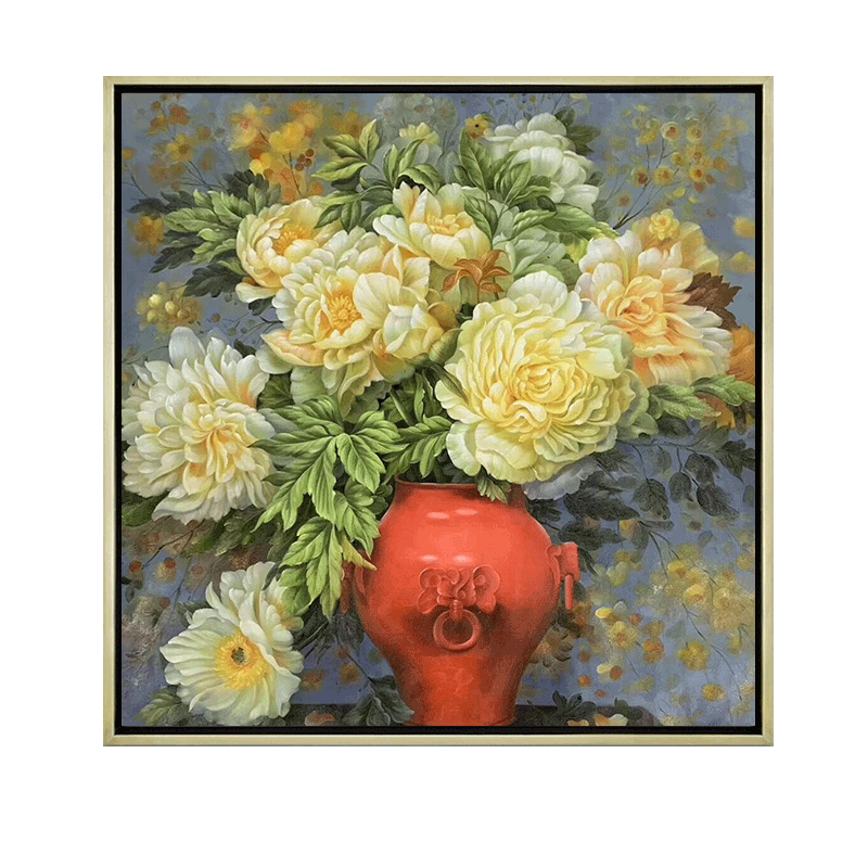 Seiffel Handmade Oil Painting European Classical Flower Restaurant Porch Decorative Painting American Hanging Painting Flower Blooming