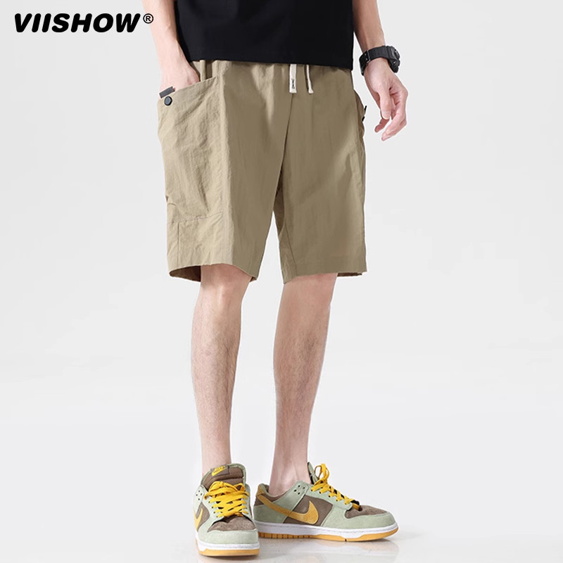 VIISHOW夏季日系抽绳松紧工装运动五分裤男复古潮牌宽松百搭短裤,淘宝优惠券,粉丝福利购,淘宝优惠卷