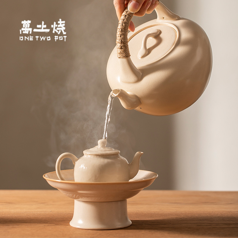 万土烧一物壶日式粗陶茶壶煮水壶家用明火电陶炉泡茶壶茶具烧水壶 - 图1