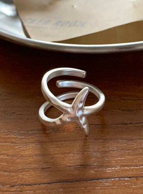 逃跑海星 法式不规则金属哑光海星开口戒指 简约中性风高级感指环