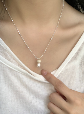 韩系ins风小个子通勤百搭天然珍珠吊坠女锁骨链2025新款学生项链