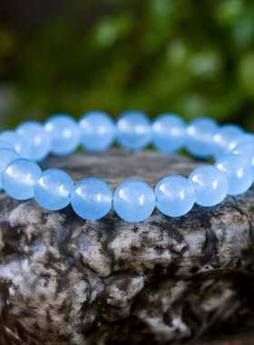 送女朋友礼物海蓝宝色天然手串