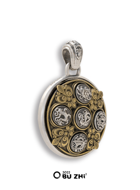 无垠925银机关旋转五行神兽吊坠