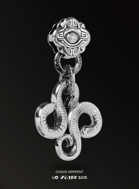 无垠925银18K金潮流巨蛇吊坠