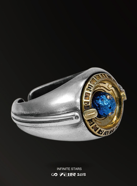 wuyin无垠星球925银钛金属戒指