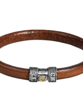 无垠925银原创复古真皮银手链