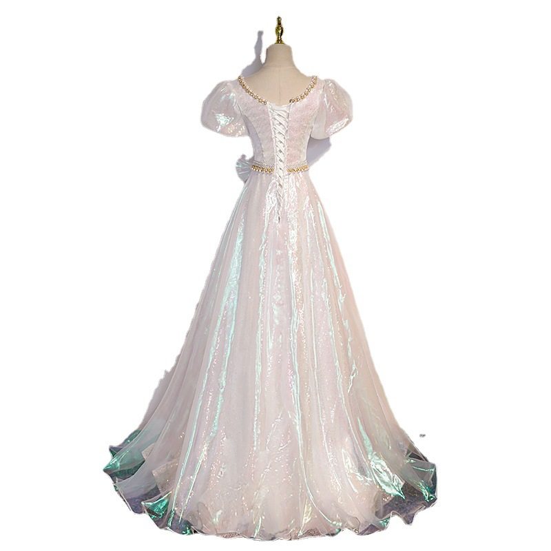 白色声乐艺考美声独唱礼服女V领敬酒服轻婚纱法式公主成人高级感,淘宝优惠券,粉丝福利购,淘宝优惠卷