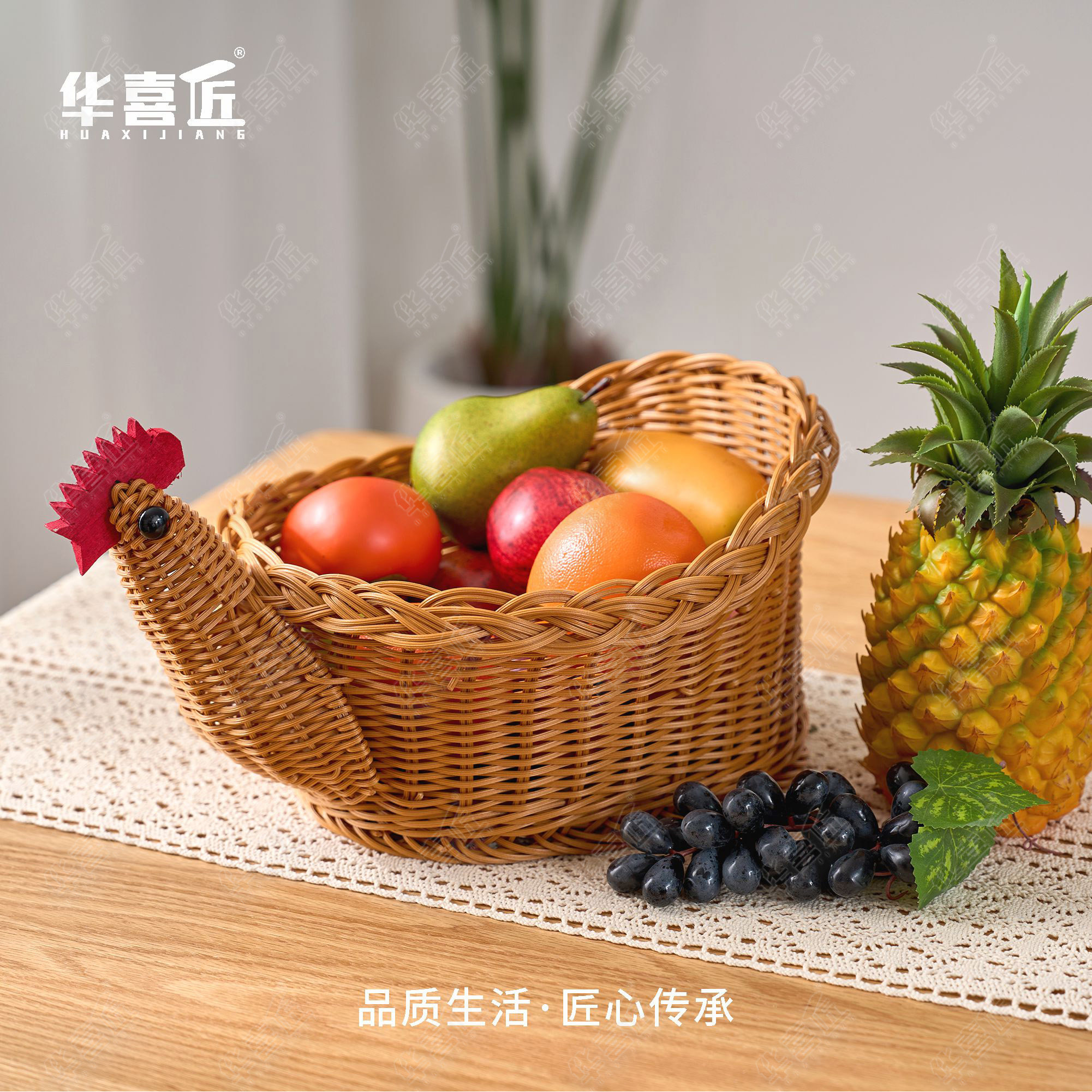 W180母鸡创意手工造型鸡蛋篮子收纳篮厨房用食材果蔬篮储物篮,淘宝优惠券,粉丝福利购,淘宝优惠卷