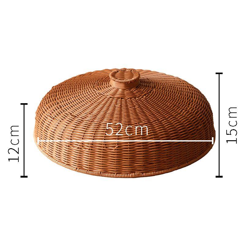 W049家用圆形中式餐桌菜罩菜盖仿藤复古手工茶色防蝇虫罩盖,淘宝优惠券,粉丝福利购,淘宝优惠卷