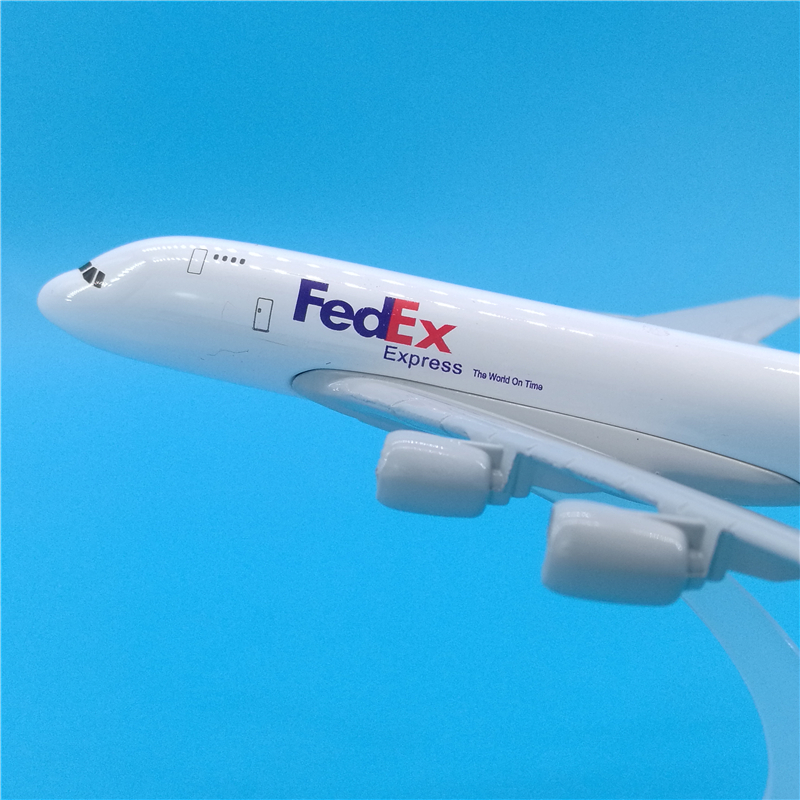 16cm美国联邦快递FedEx货机A380合金金属飞机模型物流公司摆件-图0