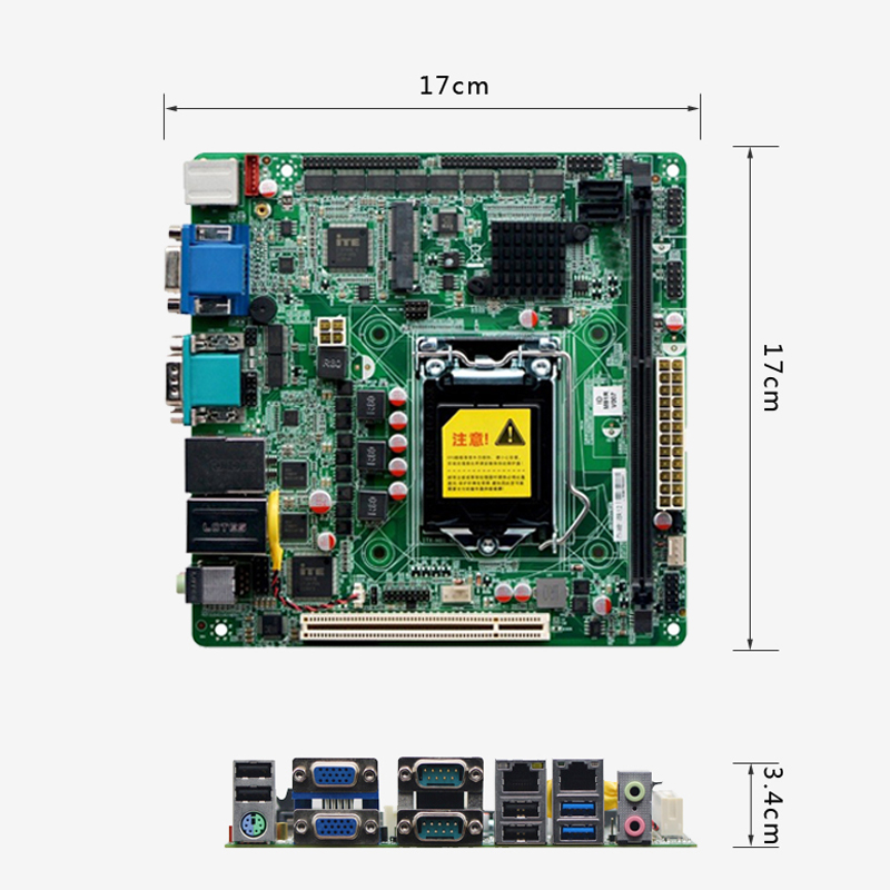 研博工控Q85迷你itx主板工业电脑LGA1150 4代6串口双网PCI接口 - 图1