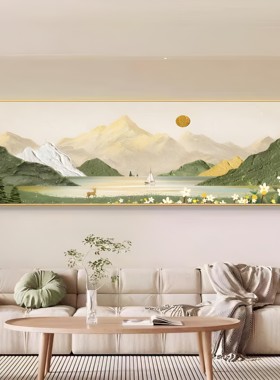 轻奢简约风日照金山家居装饰画北欧奶油风高级感客厅背景墙挂画