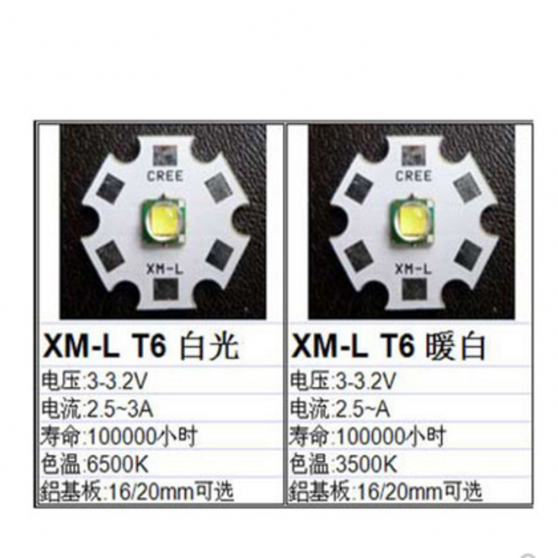 cree xml 10W白光LED强光手电筒灯珠替代CREE T6 L2U2 5050灯珠-图2