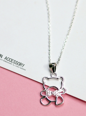 纯银锆石学生送礼物锁骨链