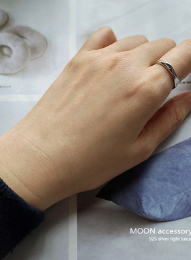 菱形字母情侣对戒925纯银戒指