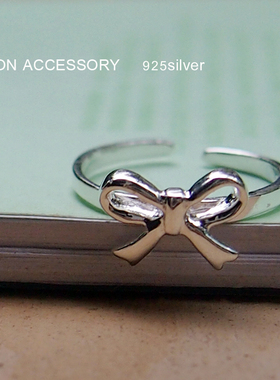 纯银蝴蝶结文艺森女甜美风戒指