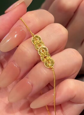 铜碎碎金钱多多项链中式简项链