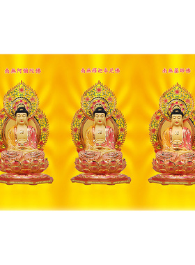 三世佛三宝佛画像金身佛像画南无阿弥陀佛释迦牟尼佛装饰自粘贴画