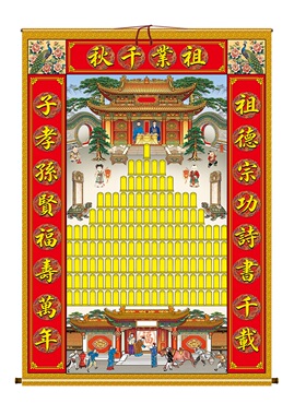 布料家谱族谱挂画家堂轴世系图