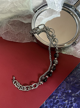 裂纹珠双层手链钛钢不掉色高级感百搭配饰女小众嘻哈简约饰品手饰