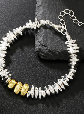 韩版轻奢小众碎银黑胆石手链女冷淡风时尚送闺蜜串珠防静电手链女