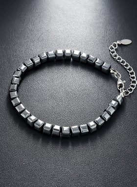 黑胆石手链男款ins小众设计潮流高级感冷淡风不掉色手串配饰