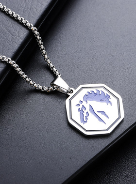 成龙历险记不锈钢墨油吊牌符咒吊坠十二生肖钛钢嘻哈挂坠动漫周边