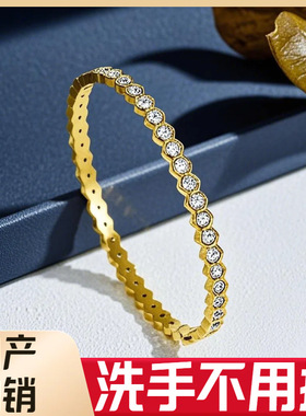 简约时尚六边形满钻手镯小清新日韩风森系女生流行饰品