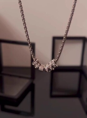 项链男闪钻钛钢圆环吊坠轻奢小众设计时尚百搭高级感配饰女潮饰品