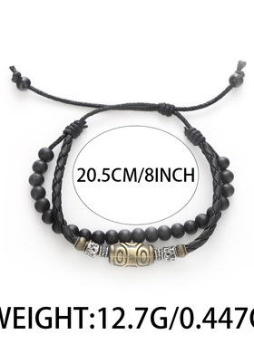 天珠藏青复古项链男个性编织蜡绳古色吊坠锁骨链高级感配饰女饰品