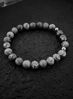火山石手串男士复古新中式拼接串珠个性百搭小众设计手饰工厂直销