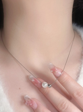 珍珠圆珠项链女潮网红简约轻奢配饰气质感超仙百搭甜美吊坠锁骨链