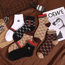 6 Double GD socks Mens pure cotton Four letters 100 hitch deodorant Sweat Short Silo Socks Retro Trendy High-end Midcylinder Socks