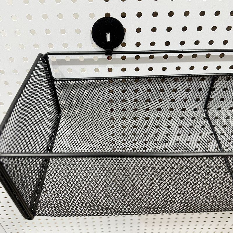 Perforated board accessories metal mesh basket storage rack entry wall