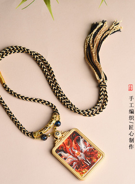 藏式唐卡项链绳手工编织泰国佛牌链手搓棉绳香灰琉璃吊坠挂绳挂链