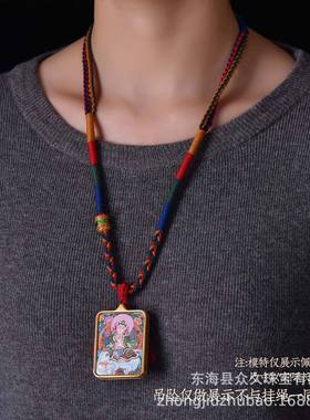 藏式唐卡项链绳手工精编六字真言挂脖绳手搓棉绳佛牌天珠吊坠挂绳