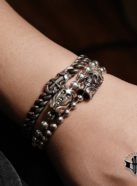 铁心925纯银饰品御diy骷髅项链